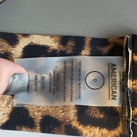 Good American Swim Belt XS 0 Leopard Animal Print Natural Matte Stretchy NEW - Picture 8 of 9